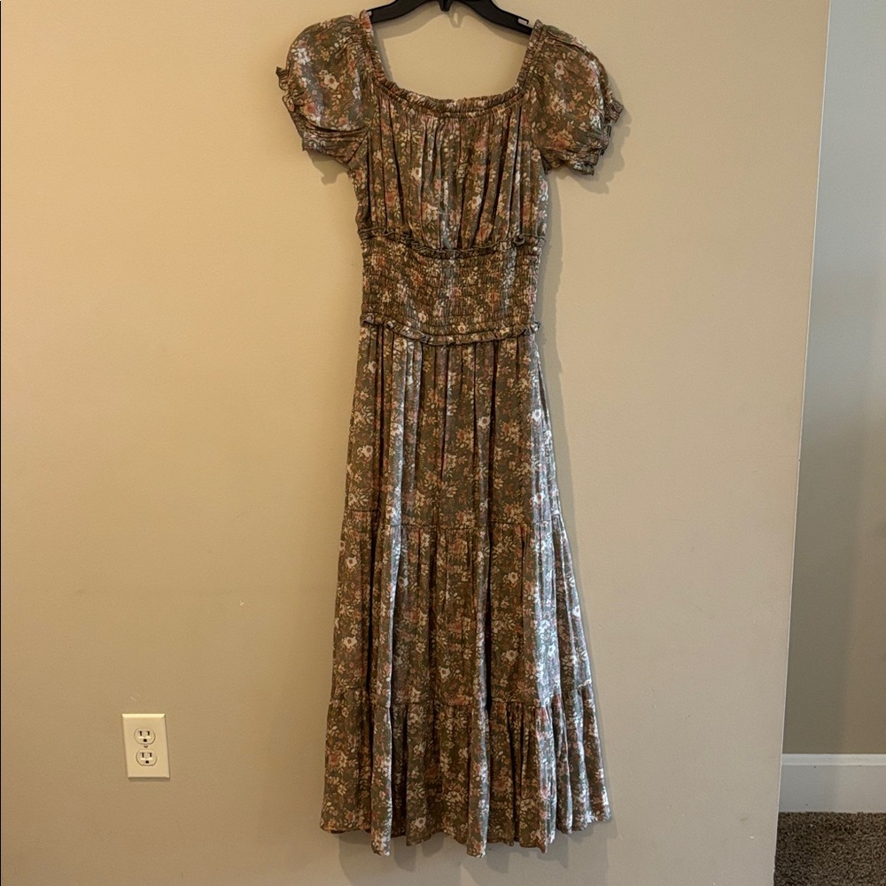 Trixxi Brown Floral Puff Sleeve Maxi Dress - Picture 2 of 3